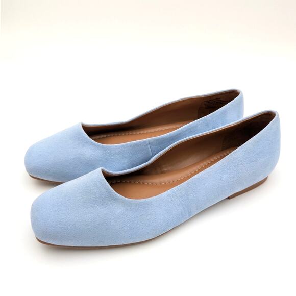 Nordstrom Rack Aspen Flat Shoes Faux Suede Square Toe Blue Size US7.5M EU38 - Picture 1 of 11